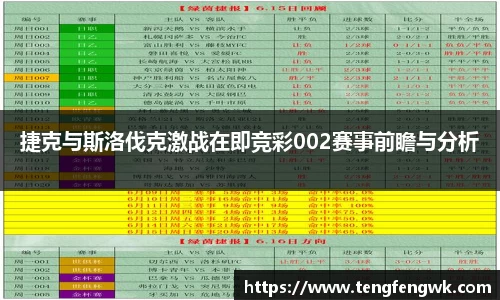 捷克与斯洛伐克激战在即竞彩002赛事前瞻与分析